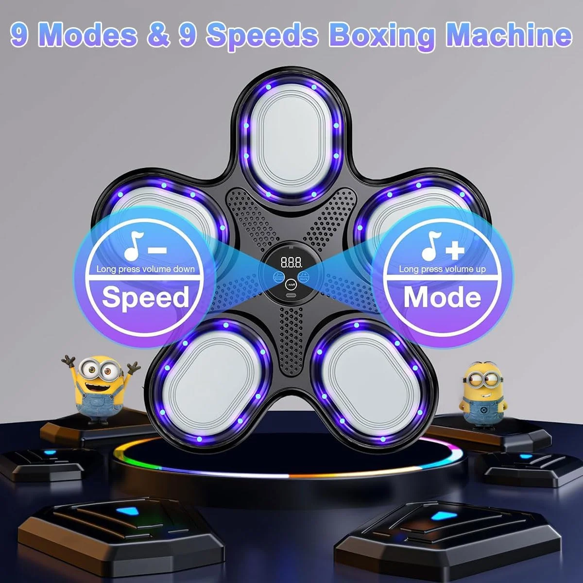 دستگاه بوکس هوشمند موزیکال، دستگاه پانچ بلوتوثی با دستکش، قابل نصب روی دیوار، دارای 9 حالت سرعت قابل تنظیم، مربی بوکس الکترونیکی LED، تمرین تناسب اندام، هدف تمرین پانچ برای بزرگسالان، خانه، باشگاه سرپوشیده