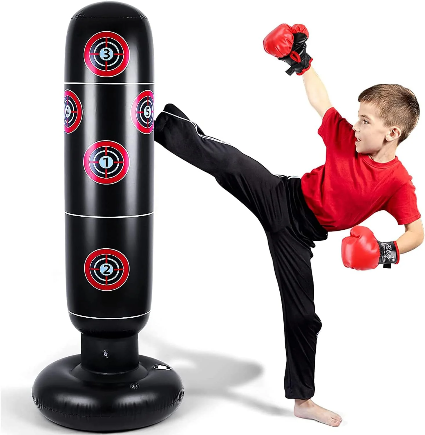 کیسه بوکس بادی Arabest، 160 سانتی‌متری، کیسه بوکس ایستاده برای کودکان و بزرگسالان، کیسه بوکس بادی برای کاراته، تکواندو، تمرین سرعت و رفع استرس