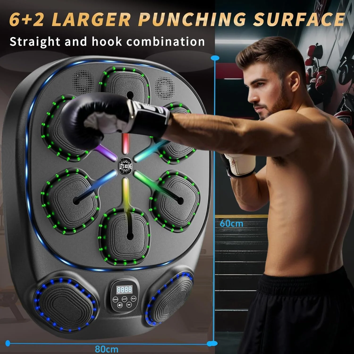 دستگاه بوکس موزیکال فانیتو با 8 هدف، دستکش، تجهیزات تناسب اندام خانگی قابل حمل، کیسه بوکس برای تمرین بوکس بزرگسالان