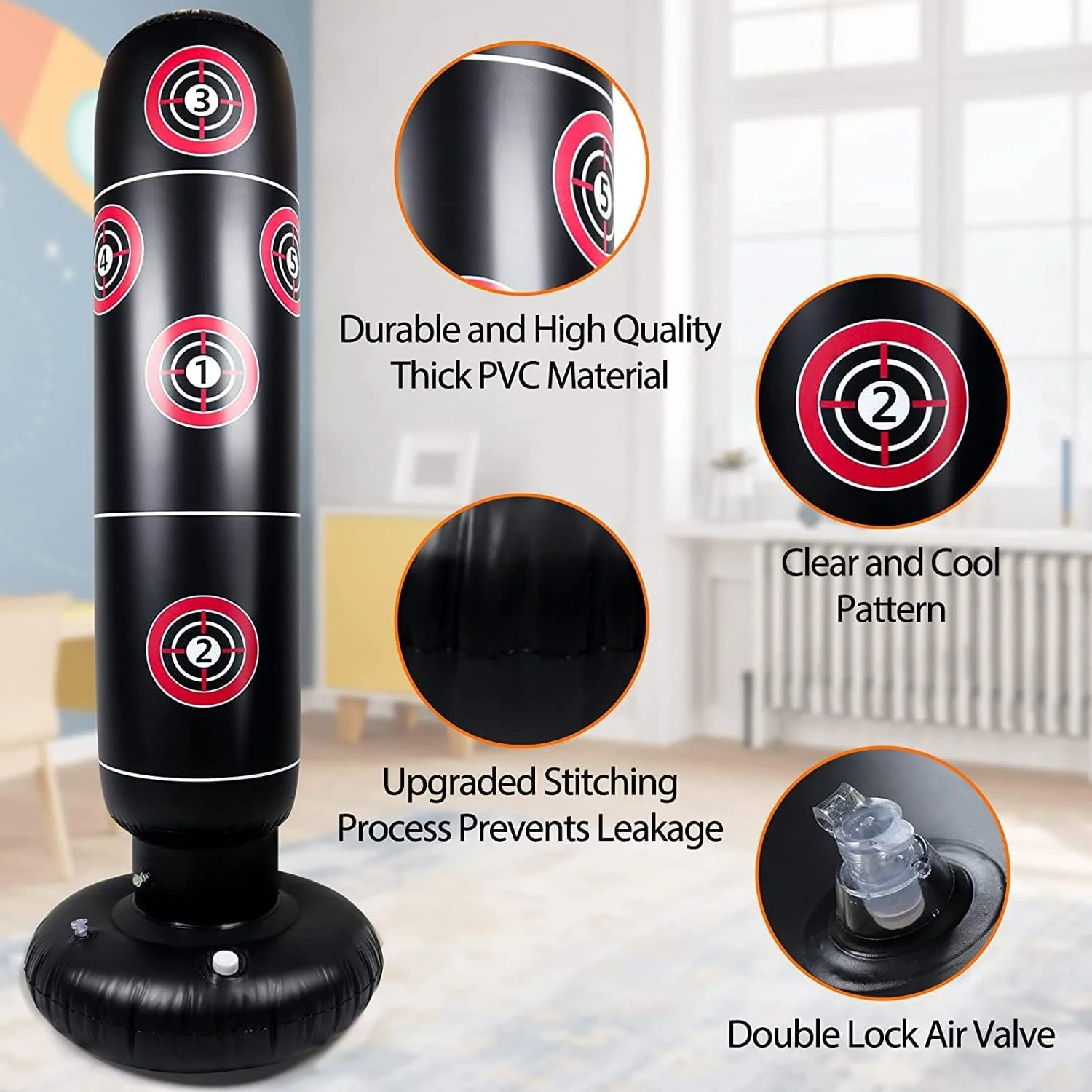 کیسه بوکس بادی Arabest، 160 سانتی‌متری، کیسه بوکس ایستاده برای کودکان و بزرگسالان، کیسه بوکس بادی برای کاراته، تکواندو، تمرین سرعت و رفع استرس