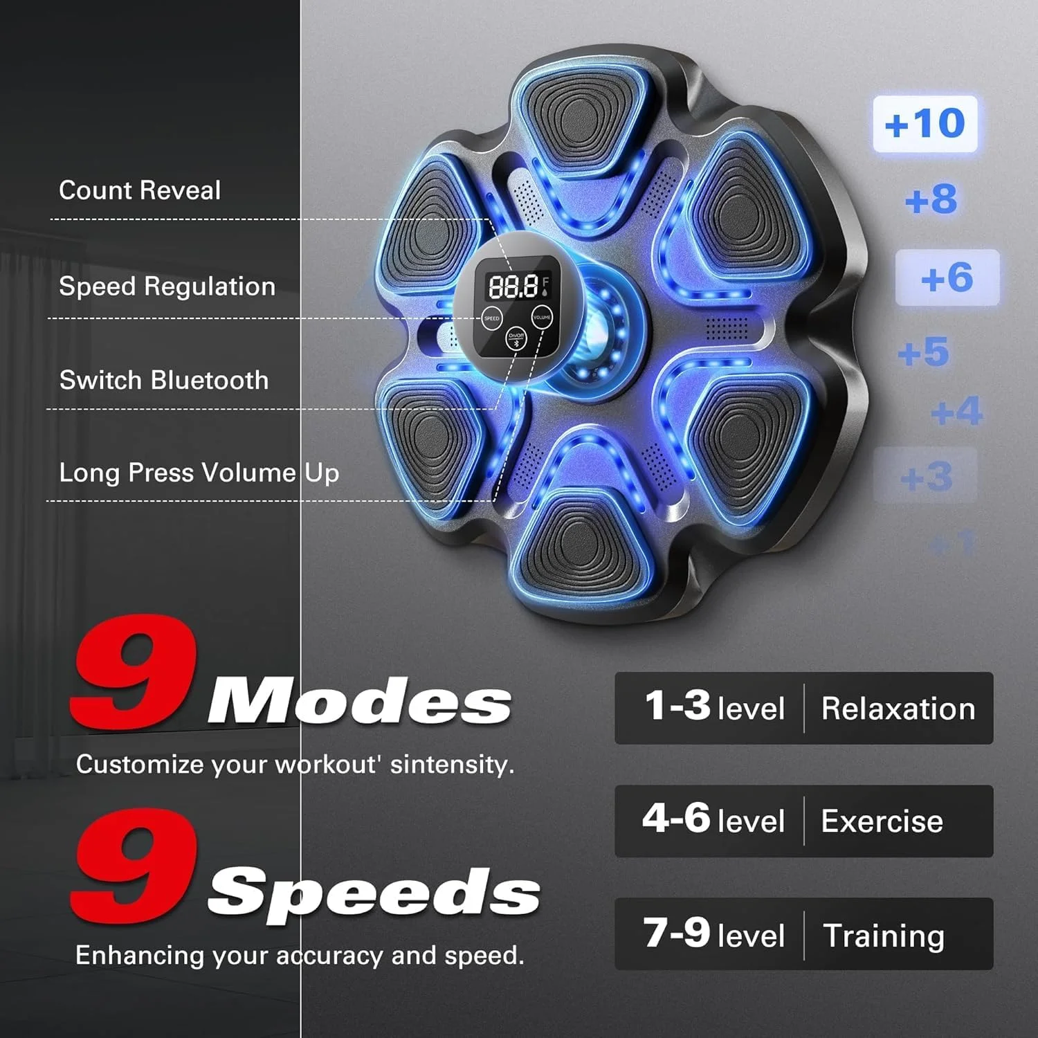 دستگاه بوکس موزیکال با دستکش برای بزرگسالان، تجهیزات بوکس هوشمند بلوتوثی دیواری برای خانه و باشگاه، دستگاه تمرین الکترونیکی دستگاه بوکس موزیکال با دستکش برای بزرگسالان، تجهیزات بوکس هوشمند بلوتوثی دیواری برای خانه و باشگاه، دستگاه تمرین الکترونیکی