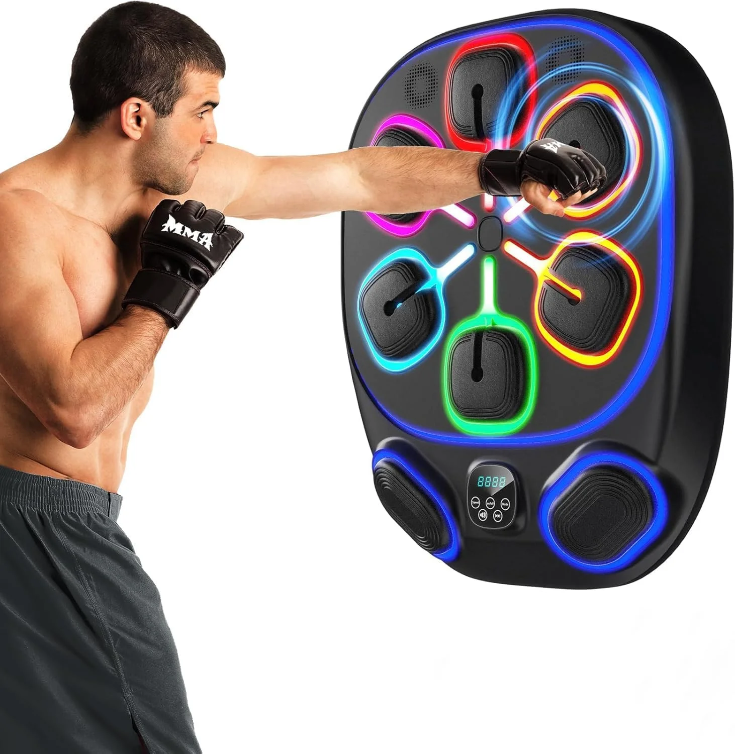 دستگاه بوکس هوشمند موزیکال Angju برای کودکان و بزرگسالان، سیستم تمرینی بلوتوثی LED دیواری با دستکش بوکس، تجهیزات تمرین خانگی برای تناسب اندام و کاهش استرس