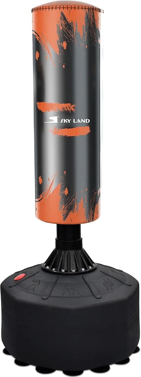کیسه بوکس ایستاده SKY LAND با پایه - کیسه کیک بوکسینگ 170 سانتی متری برای بزرگسالان، MMA، موی تای، تجهیزات تمرین تناسب اندام بوکس - طراحی پایدار و قابل حمل (EM-1833)