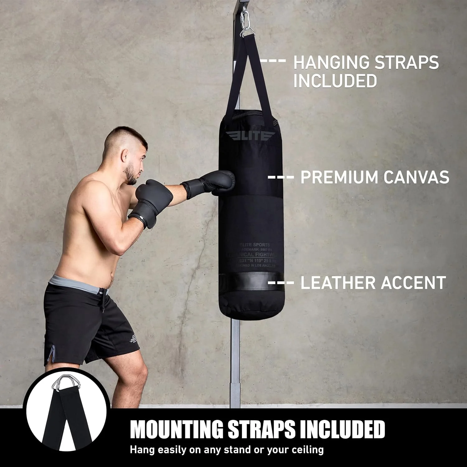 کیسه بوکس بومى براى تمرینات MMA، موای تای و کیک بوکسینگ همراه با زنجیر