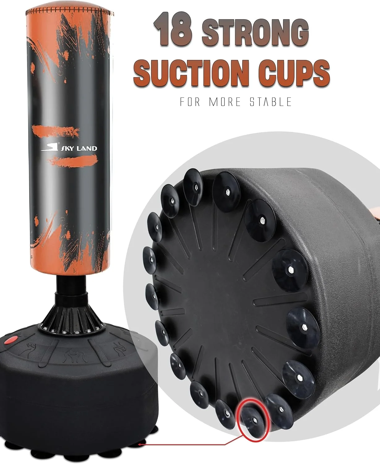 کیسه بوکس ایستاده SKY LAND با پایه - کیسه کیک بوکسینگ 170 سانتی متری برای بزرگسالان، MMA، موی تای، تجهیزات تمرین تناسب اندام بوکس - طراحی پایدار و قابل حمل (EM-1833) کیسه بوکس ایستاده SKY LAND با پایه - کیسه کیک بوکسینگ 170 سانتی متری برای بزرگسالان، MMA، موی تای، تجهیزات تمرین تناسب اندام بوکس - طراحی پایدار و قابل حمل (EM-1833)