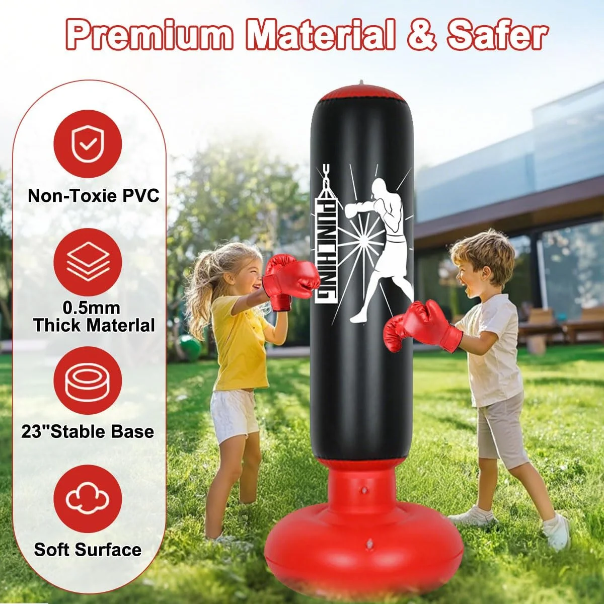 کیسه بوکس بادی 160 سانتی متری، کیسه بوکس ایستاده برای بزرگسالان و کودکان به همراه دستکش، ستون تمرین ضخیم برای تمرینات سرعتی تناسب اندام در خانه، MMA، تکواندو، رفع فشار و کیک بوکسینگ کیسه بوکس بادی 160 سانتی متری، کیسه بوکس ایستاده برای بزرگسالان و کودکان به همراه دستکش، ستون تمرین ضخیم برای تمرینات سرعتی تناسب اندام در خانه، MMA، تکواندو، رفع فشار و کیک بوکسینگ