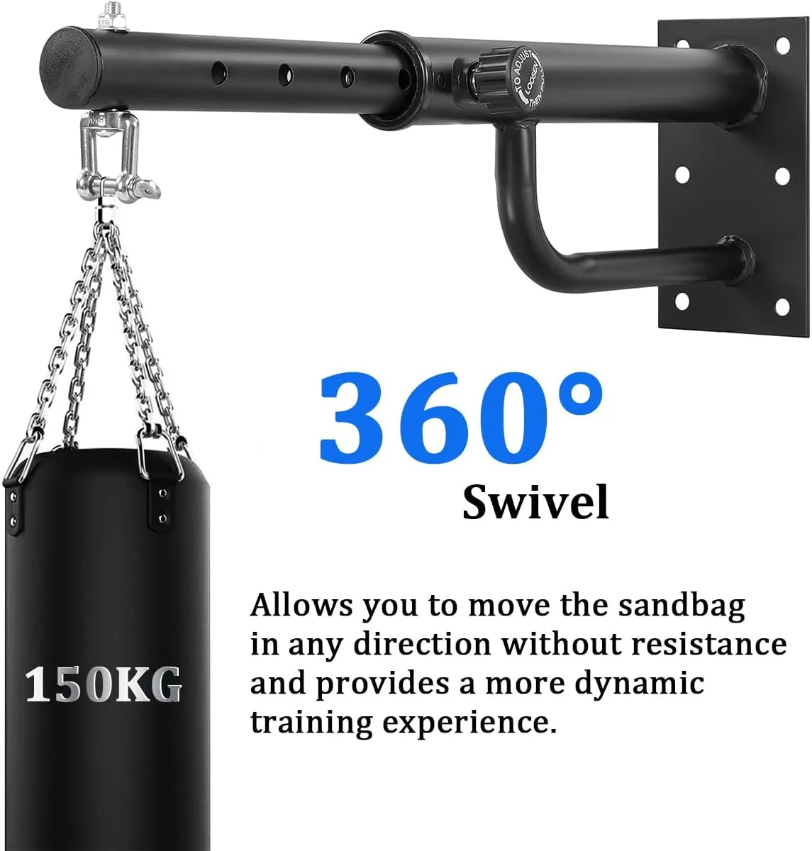 آویز کیسه بوکس سنگین، براکت نصب کیسه بوکس دیواری قابل تنظیم، هولدر کیسه بوکس سنگین، پایه قلاب دیواری برای کیسه بوکس برای تمرینات خانگی باشگاه با ظرفیت 150 کیلوگرم