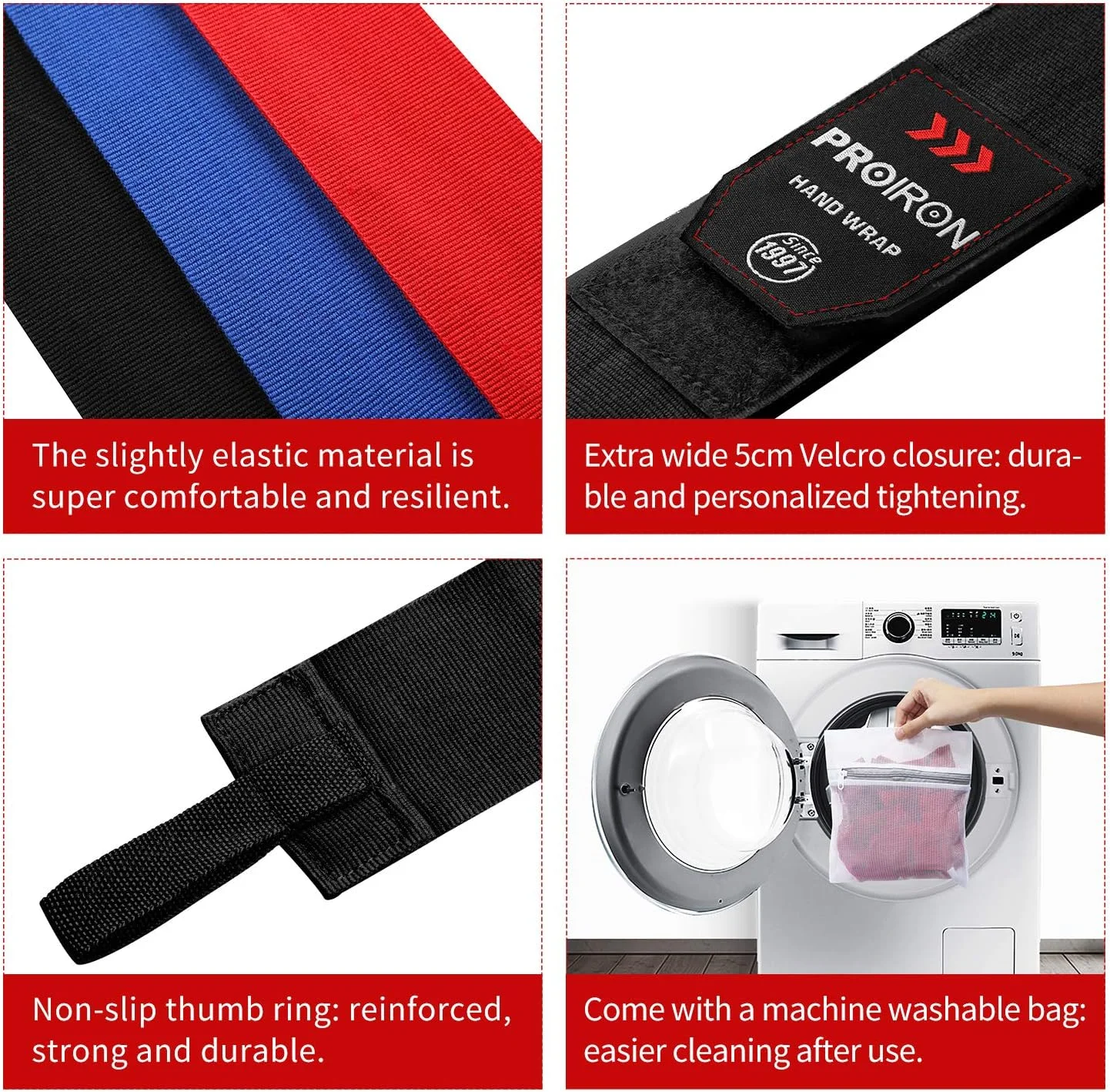 بانداژ دست بوکس PROIRON، دستکش های داخلی بانداژ بوکس با بست اضافی پهن، محافظ مچ دست مشت برای مردان زنان کودکان، عالی برای تمرین بوکس MMA، باشگاه بدنسازی 4.5M 2.5M (جفت) بانداژ دست بوکس PROIRON، دستکش های داخلی بانداژ بوکس با بست اضافی پهن، محافظ مچ دست مشت برای مردان زنان کودکان، عالی برای تمرین بوکس MMA، باشگاه بدنسازی 4.5M 2.5M (جفت)