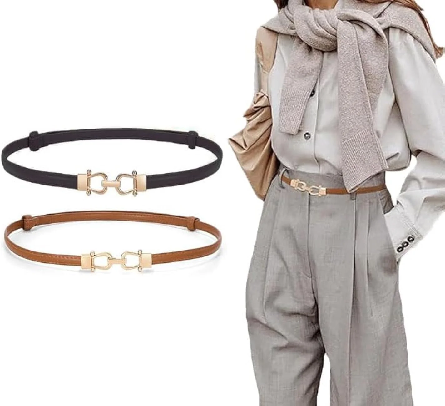 کمربند زنانه، ست شده با یک کمربند باریک ساده برای دامن و کت و شلوار، با یک ژاکت در کمر، لباس چرمی تنگ زنانه با یک کمربند باریک قابل تنظیم