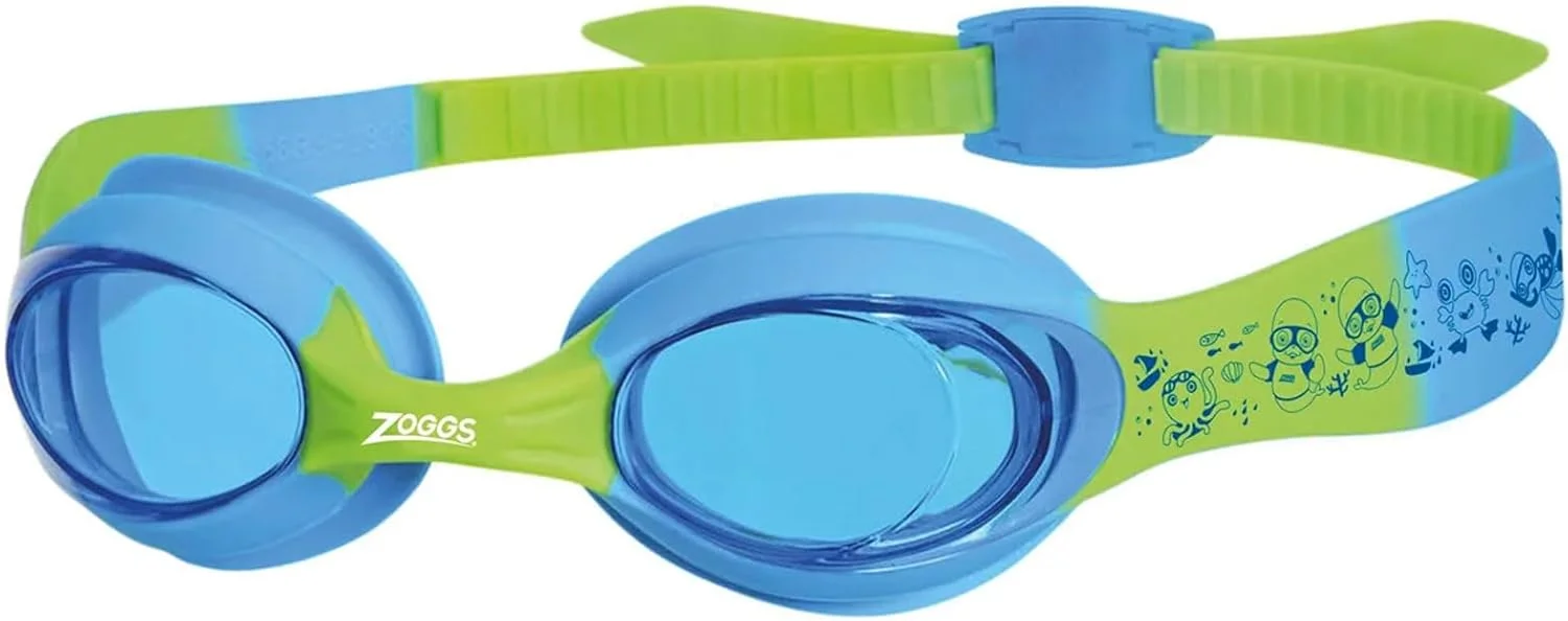 عینک شنا کودکان زاگز مدل Little Twist، محافظت در برابر اشعه ماوراء بنفش، بند قابل تنظیم، لنزهای ضد بخار رنگی، مناسب کودکان 0-6 سال - آبی/سبز