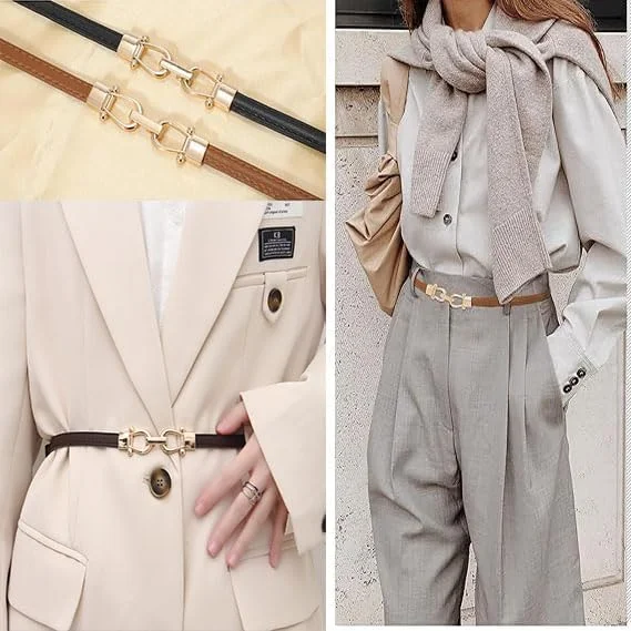 کمربند زنانه، ست شده با یک کمربند باریک ساده برای دامن و کت و شلوار، با یک ژاکت در کمر، لباس چرمی تنگ زنانه با یک کمربند باریک قابل تنظیم