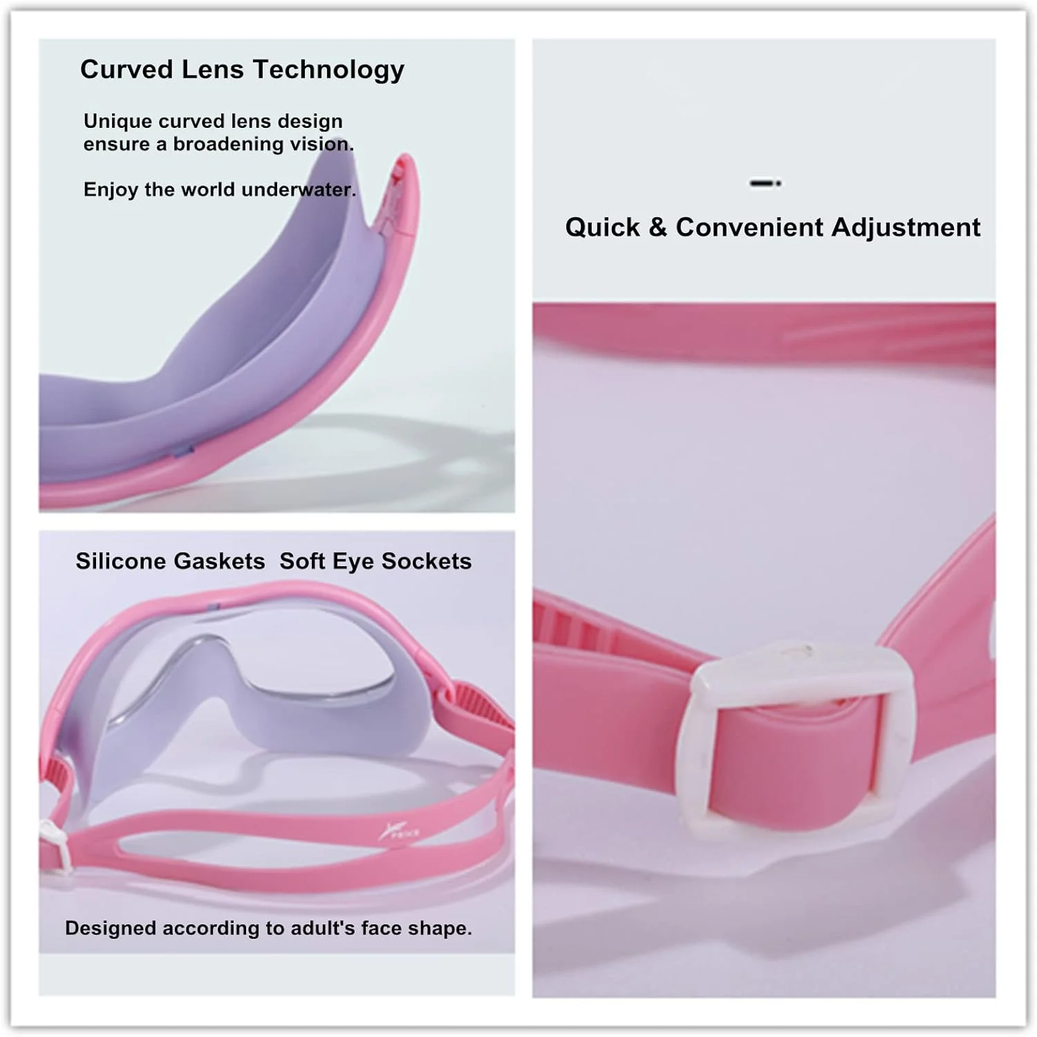 عینک شنا ضد آب و ضد بخار UV، مناسب شنا، غواصی و ورزش های آبی، با قابلیت تنظیم برای زنان و مردان