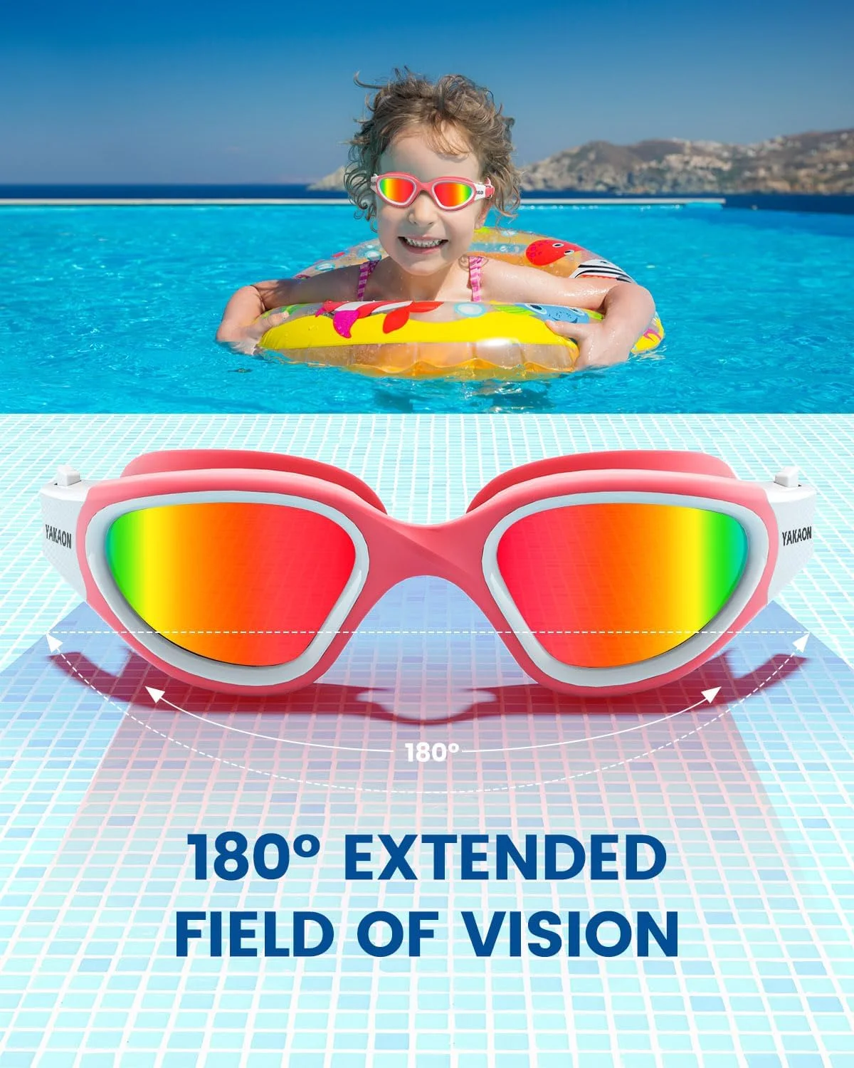 عینک شنا بچه گانه YAKAON مدل G1Mini، عینک شنای راحت پلاریزه/غیر پلاریزه ضد بخار برای سنین 6-14 سال عینک شنا بچه گانه YAKAON مدل G1Mini، عینک شنای راحت پلاریزه/غیر پلاریزه ضد بخار برای سنین 6-14 سال