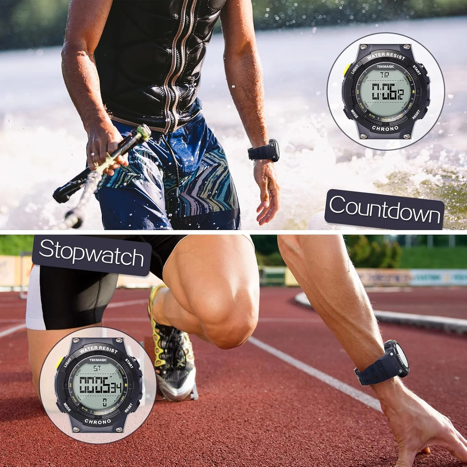 ساعت مچی دیجیتال ورزشی مناسب شنا و غواصی با مقاومت در برابر آب تا 10 اتمسفر، دارای عملکردهای ساعت زنگ دار، کرنومتر، کرنوگراف، شمارش معکوس، تایمر، زمان دوگانه و تقویم، قابل تغییر بین فرمت 12 و 24 ساعته ساعت مچی دیجیتال ورزشی مناسب شنا و غواصی با مقاومت در برابر آب تا 10 اتمسفر، دارای عملکردهای ساعت زنگ دار، کرنومتر، کرنوگراف، شمارش معکوس، تایمر، زمان دوگانه و تقویم، قابل تغییر بین فرمت 12 و 24 ساعته