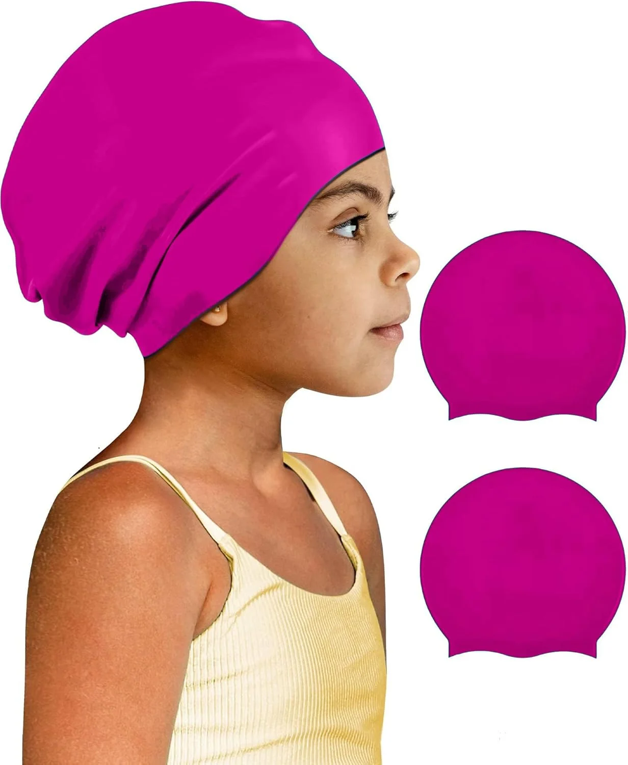 کلاه شنای بزرگسالان برای موهای بلند و ضخیم، کلاه شنای سیلیکونی ضد آب برای کودکان، کلاه شنای بادوام برای بافت مو، موهای بافته شده آفریقایی و اکستنشن