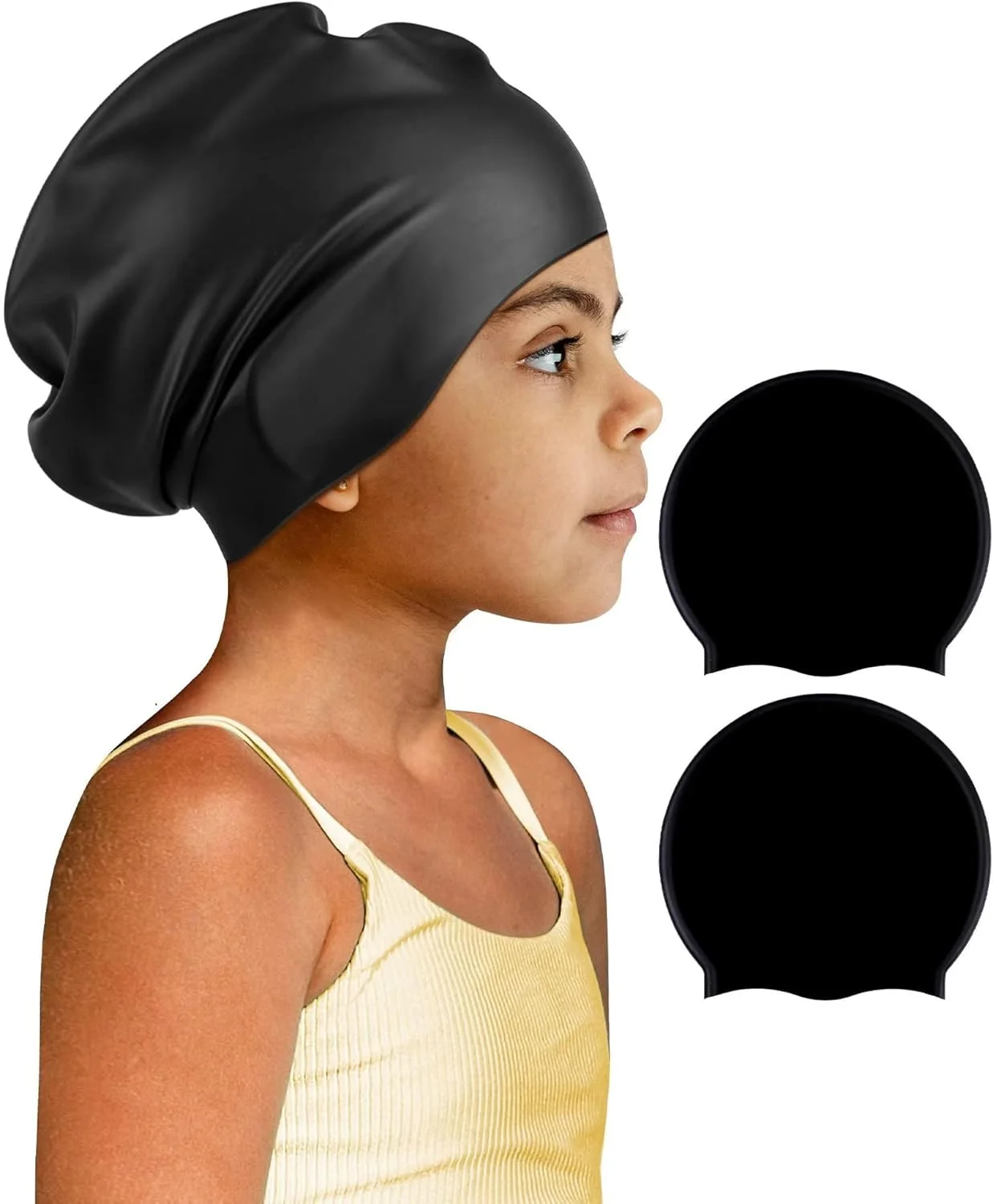 کلاه شنای بزرگسالان برای موهای بلند و ضخیم، کلاه شنای سیلیکونی ضد آب برای کودکان، کلاه شنای بادوام برای بافت مو، موهای بافته شده آفریقایی و اکستنشن