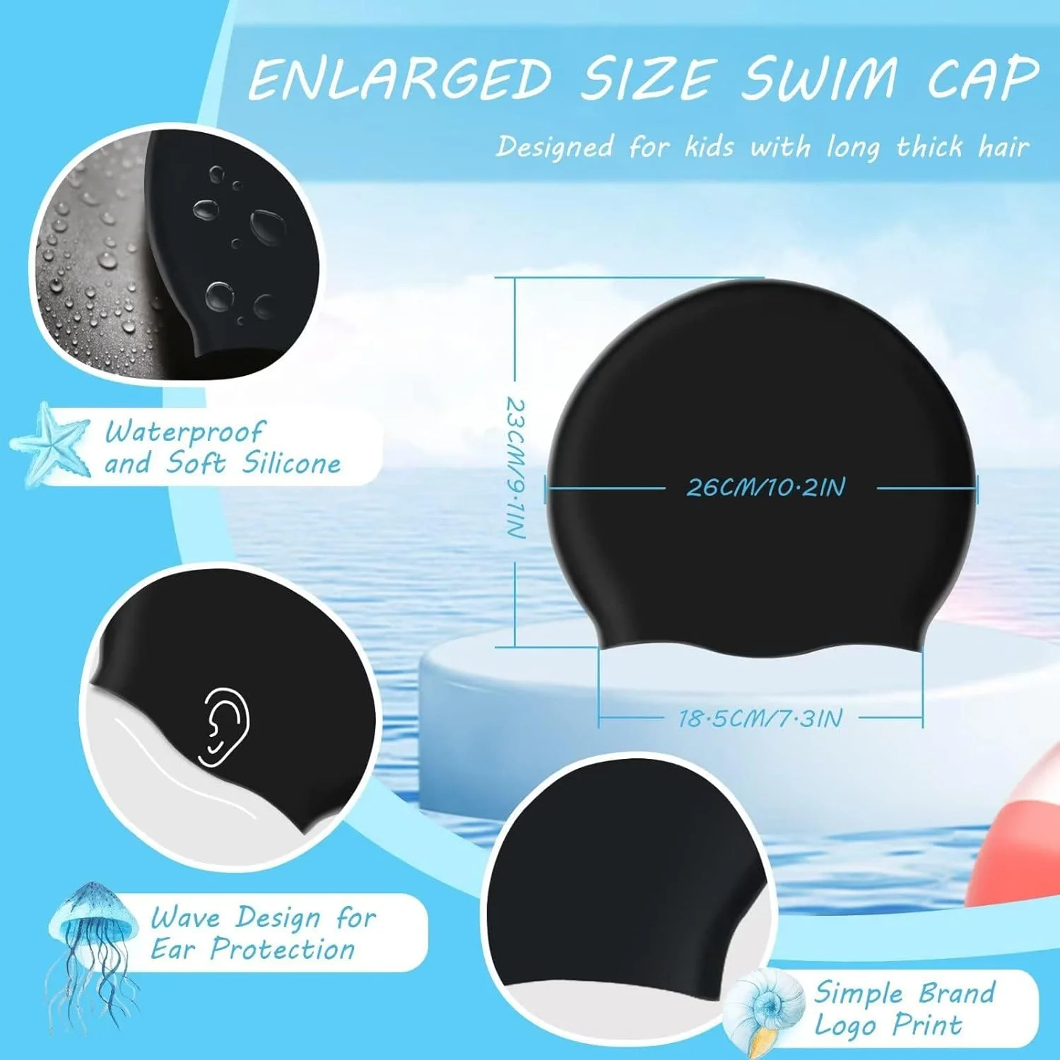کلاه شنای بزرگسالان برای موهای بلند و ضخیم، کلاه شنای سیلیکونی ضد آب برای کودکان، کلاه شنای بادوام برای بافت مو، موهای بافته شده آفریقایی و اکستنشن کلاه شنای بزرگسالان برای موهای بلند و ضخیم، کلاه شنای سیلیکونی ضد آب برای کودکان، کلاه شنای بادوام برای بافت مو، موهای بافته شده آفریقایی و اکستنشن