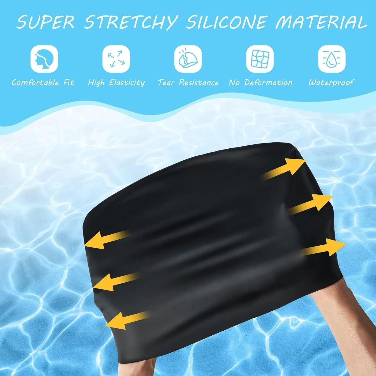 کلاه شنای بزرگسالان برای موهای بلند و ضخیم، کلاه شنای سیلیکونی ضد آب برای کودکان، کلاه شنای بادوام برای بافت مو، موهای بافته شده آفریقایی و اکستنشن کلاه شنای بزرگسالان برای موهای بلند و ضخیم، کلاه شنای سیلیکونی ضد آب برای کودکان، کلاه شنای بادوام برای بافت مو، موهای بافته شده آفریقایی و اکستنشن