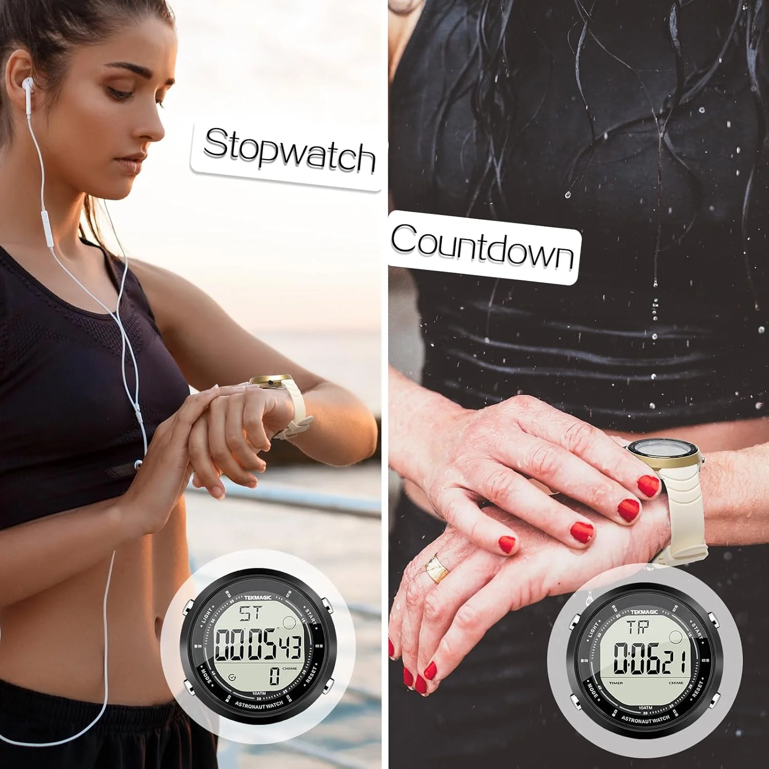 ساعت مچی دیجیتال ورزشی مناسب شنا و غواصی، ضد آب تا 100 متر (10ATM) با عملکردهای ساعت زنگ دار، کرنوگراف، کرنومتر، تایمر، شمارش معکوس، زمان دوگانه، قابلیت تغییر فرمت 12 و 24 ساعته، بند سیلیکونی ساعت مچی دیجیتال ورزشی مناسب شنا و غواصی، ضد آب تا 100 متر (10ATM) با عملکردهای ساعت زنگ دار، کرنوگراف، کرنومتر، تایمر، شمارش معکوس، زمان دوگانه، قابلیت تغییر فرمت 12 و 24 ساعته، بند سیلیکونی