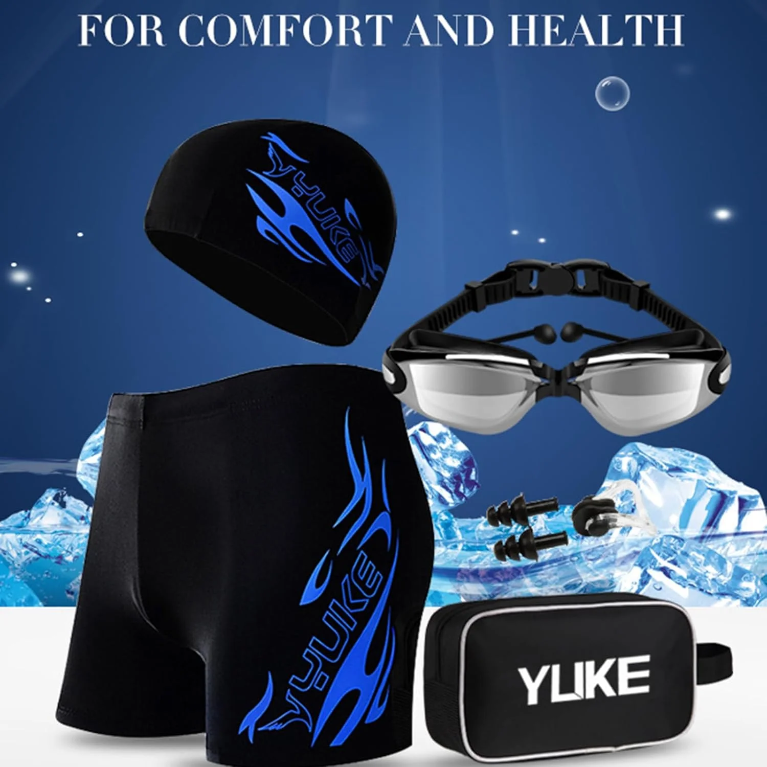 ست شورت شنا مردانه VUCATIN، ست لباس شنا مردانه 6 تکه شامل شورت شنا، عینک شنا، کلاه شنا، گوش گیر، گیره بینی، کیف شنا، لوازم ضروری شنا ساحلی برای تفریح تابستانی ست شورت شنا مردانه VUCATIN، ست لباس شنا مردانه 6 تکه شامل شورت شنا، عینک شنا، کلاه شنا، گوش گیر، گیره بینی، کیف شنا، لوازم ضروری شنا ساحلی برای تفریح تابستانی