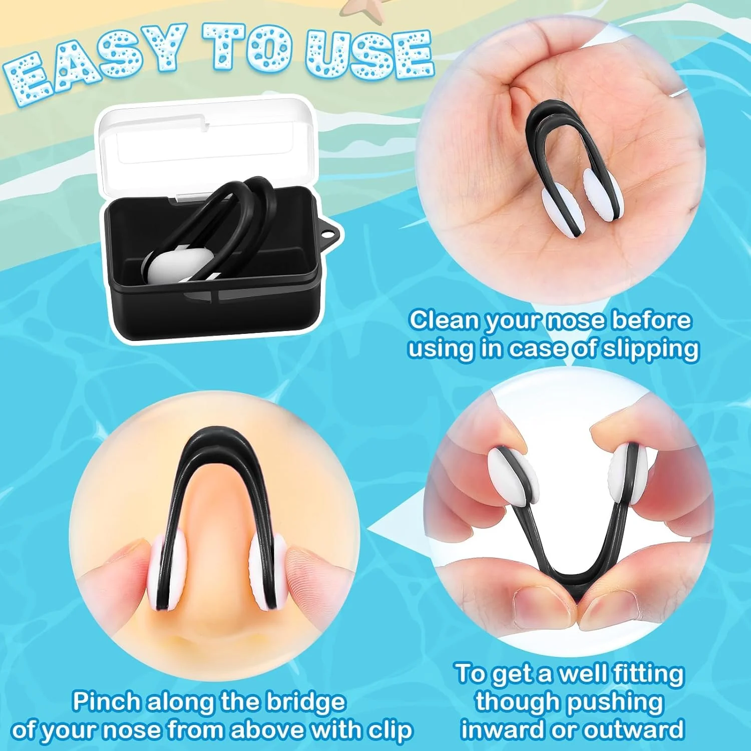 گیره بینی شنا ضد آب 6 عددی، گیره بینی راحت برای بزرگسالان و کودکان 7 سال به بالا، لوازم جانبی استخر قابل استفاده مجدد برای غواصی و فعالیت های آبی، بسته بندی جداگانه گیره بینی شنا ضد آب 6 عددی، گیره بینی راحت برای بزرگسالان و کودکان 7 سال به بالا، لوازم جانبی استخر قابل استفاده مجدد برای غواصی و فعالیت های آبی، بسته بندی جداگانه