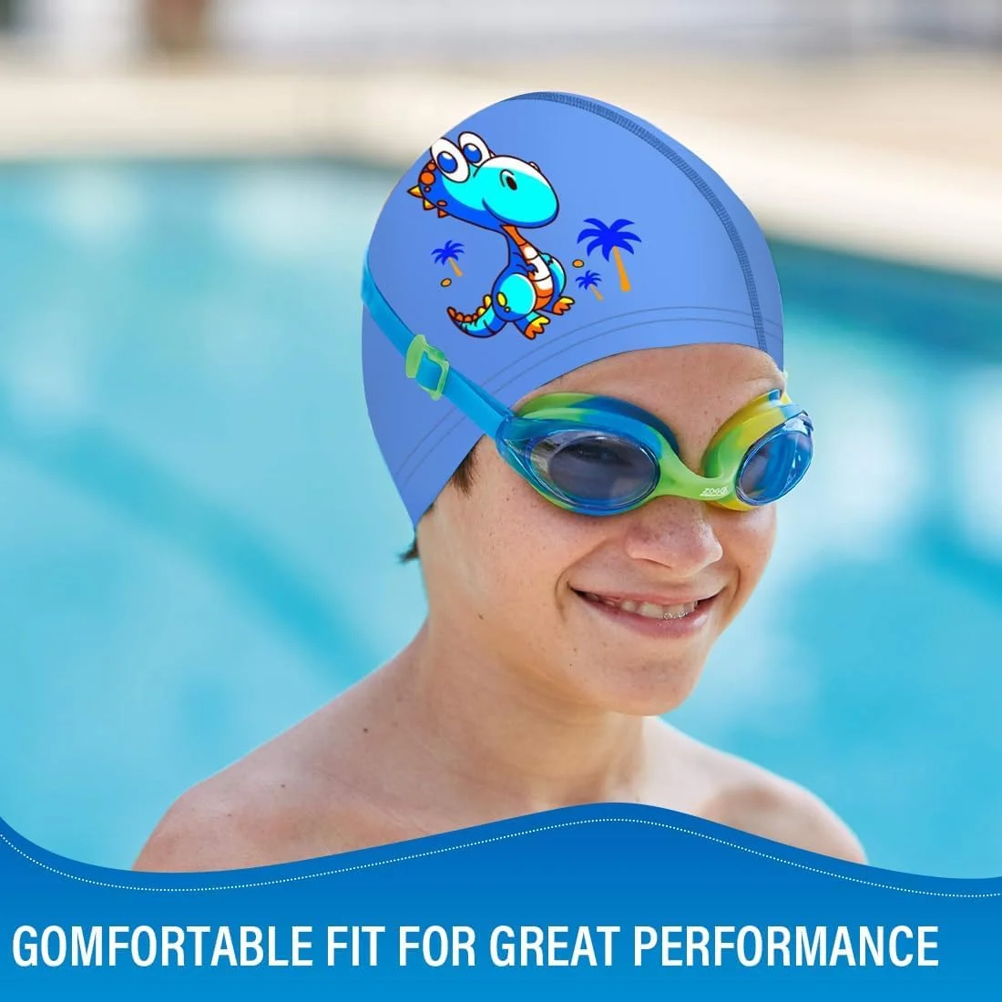 ست دو عددی کلاه شنا بچگانه، روکش ضد آب PU، تنفس پذیر و راحت، سایز جهانی قابل تنظیم، ایده آل برای شناگران نوجوان و کودکان نوپا