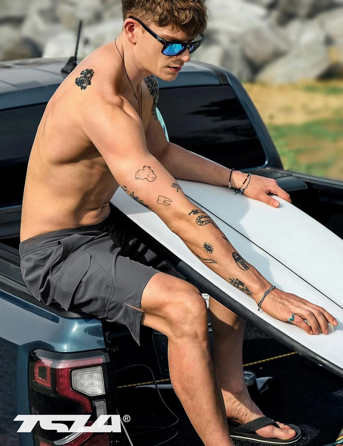 شلوارک شنا مردانه تی‌اس‌ال‌ای، شلوارک ساحلی خشک‌شونده سریع، مایو با جیب