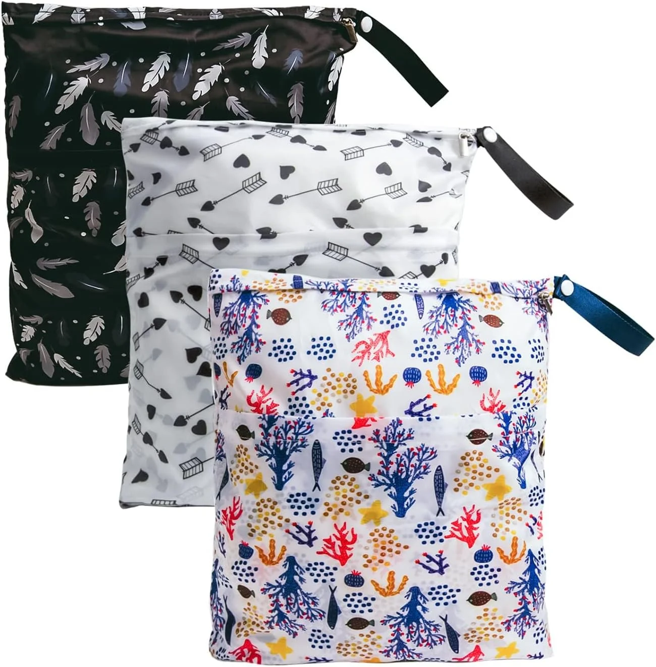 کیف خیس ضد آب قابل استفاده مجدد TERRIFI، کیف ضد آب قابل استفاده مجدد، کیف پوشک سازمان دهنده، کیف خیس برای قطعات پمپ سینه برای شنا یا لباس های خیس، کیف باشگاه یا مسافرتی، 3 تکه