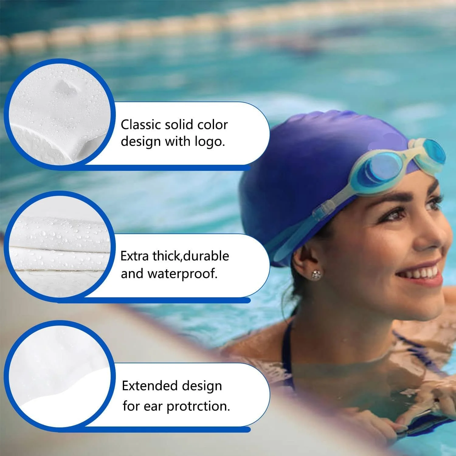 کلاه شنا سیلیکونی تریفی، طراحی ویژه کلاه شنا ضد آب برای موهای بلند، بافته، ضخیم و مجعد، موهای شما را خشک نگه می دارد