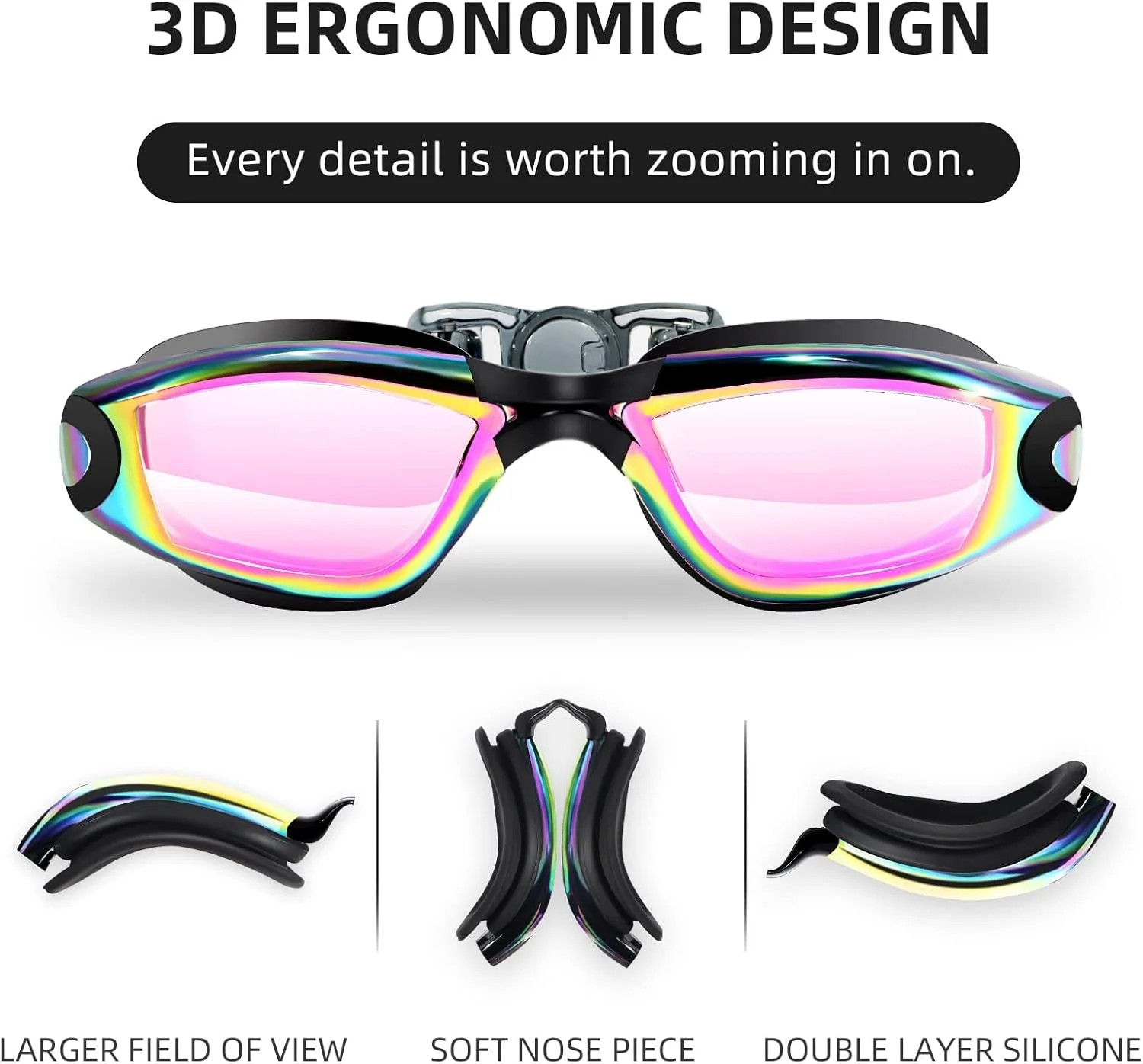 عینک شنا تریفی، بسته 2 عددی، مناسب کودکان، مردان و زنان، ضد بخار و محافظت در برابر اشعه ماوراء بنفش، مناسب کودکان بالای 3 سال، سنین 3-6، 6-14، نوجوانان و بزرگسالان، استخر و آب های آزاد