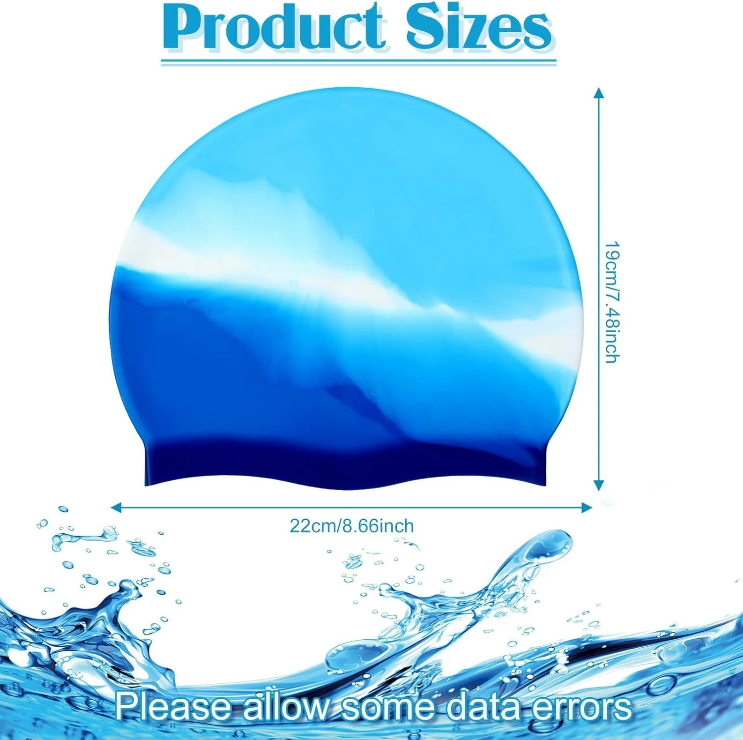 کلاه شنا کودکانه تریفی، مناسب پسران و دختران، کلاه شنای سیلیکونی بزرگ و ضد آب برای موهای بلند و بافته شده، برای موهای کوتاه/بلند برای خشک نگه داشتن مو (3 عدد)