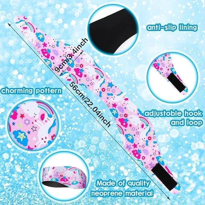 هدبند شنای کودکانه تزویق طرح تک شاخ، ضد آب و قابل تنظیم به همراه محافظ گوش (56 سانتی متر) هدبند شنای کودکانه تزویق طرح تک شاخ، ضد آب و قابل تنظیم به همراه محافظ گوش (56 سانتی متر)