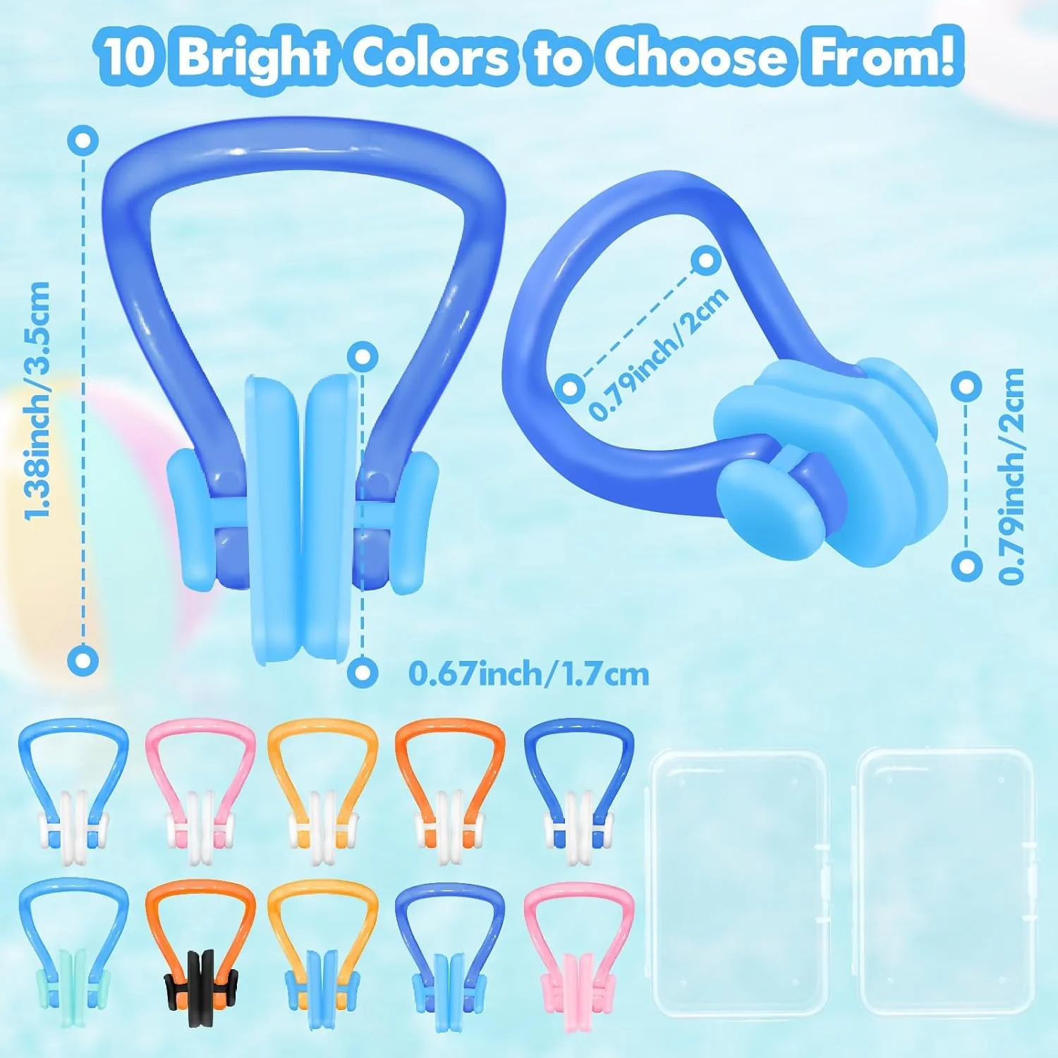 گیره بینی شنا تزویق، 10 عدد گیره بینی، گیره بینی ضد آب برای شنا، موج سواری، غواصی و سایر ورزش های آبی