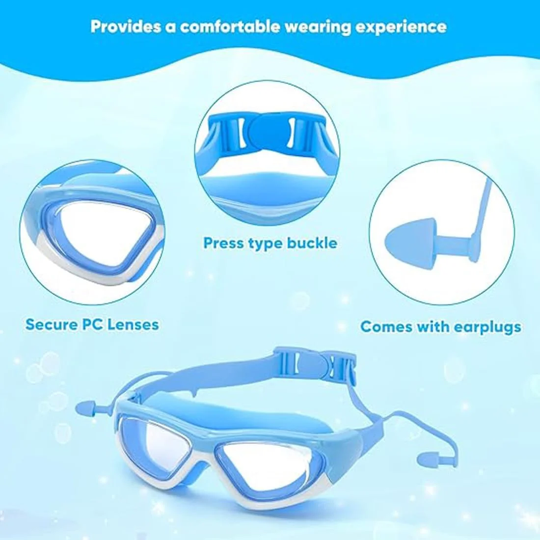 مجموعه عینک شنای کودکان، ضد نشت، محافظت در برابر اشعه ماوراء بنفش، ضد بخار، با سیلیکون نرم مناسب برای کودکان 3-14 ساله دختر و پسر