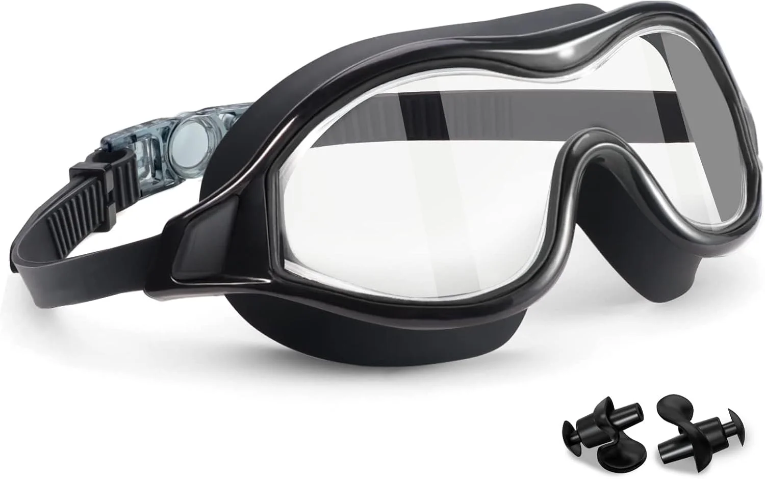 عینک شنا، عینک شنا برای بزرگسالان و جوانان با واشر سیلیکونی نرم، دید واضح 180 درجه و محافظت در برابر اشعه ماوراء بنفش، بدون نشت، مناسب آقایان و بانوان