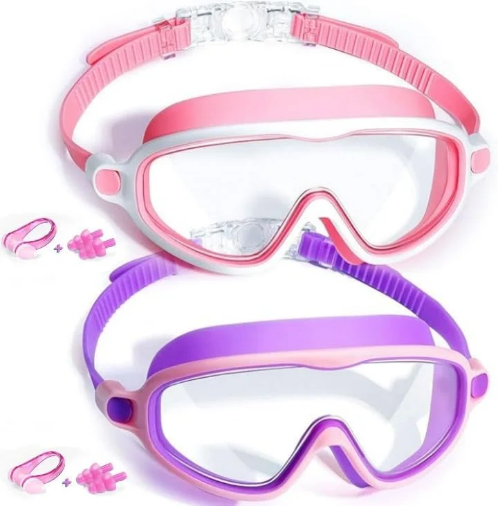 عینک شنا ORCHID M® بسته 2 عددی برای کودکان، دید گسترده ضد بخار محافظت UV و ضد آب، عینک شنا بدون نشت برای مردان زنان بچه ها برای کودکان پسران دختران 3-15