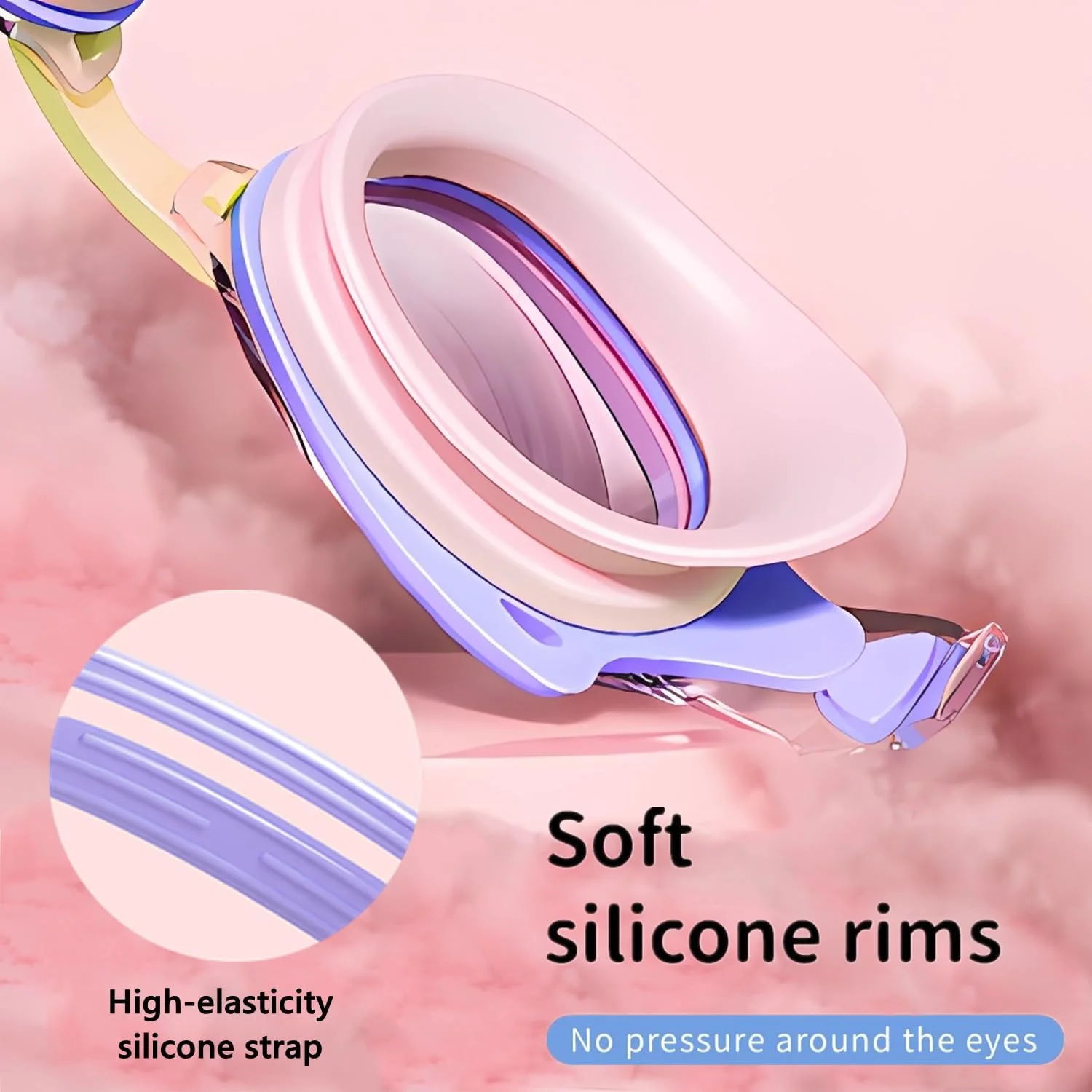 عینک شنای کودکان، ضد بخار و ضد اشعه ماوراء بنفش و بدون نشتی، عینک شنا با دید واضح با بندهای قابل تنظیم برای پسران و دختران 3-14 سال