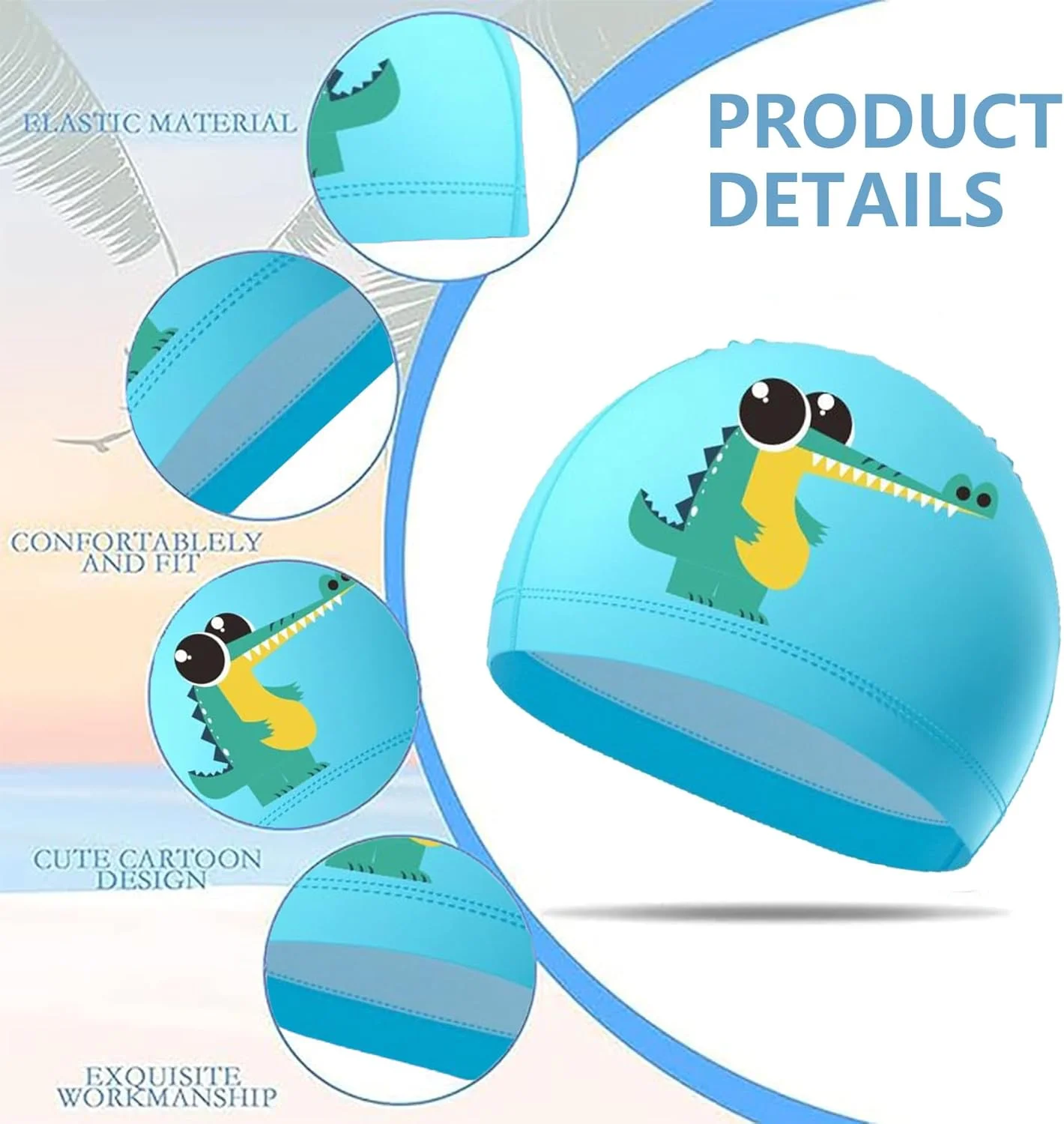 ست ۳ عددی کلاه شنا بچگانه، کلاه شنا ضد آب با روکش PU، طرح کارتونی زیبا، مناسب کودکان دختر و پسر ۳ تا ۱۶ سال، بادوام و ضد لغزش، کلاه شنای الاستیک