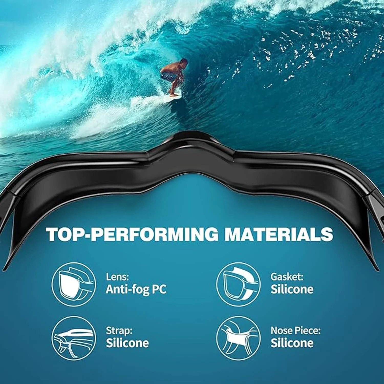 مجموعه عینک و کلاه شنا، دید وسیع و شفاف بدون نشت، ضد بخار و محافظت در برابر اشعه ماوراء بنفش، کلاه سیلیکونی ضد آب با گوش گیر و گیره بینی، برای آقایان و بانوان.