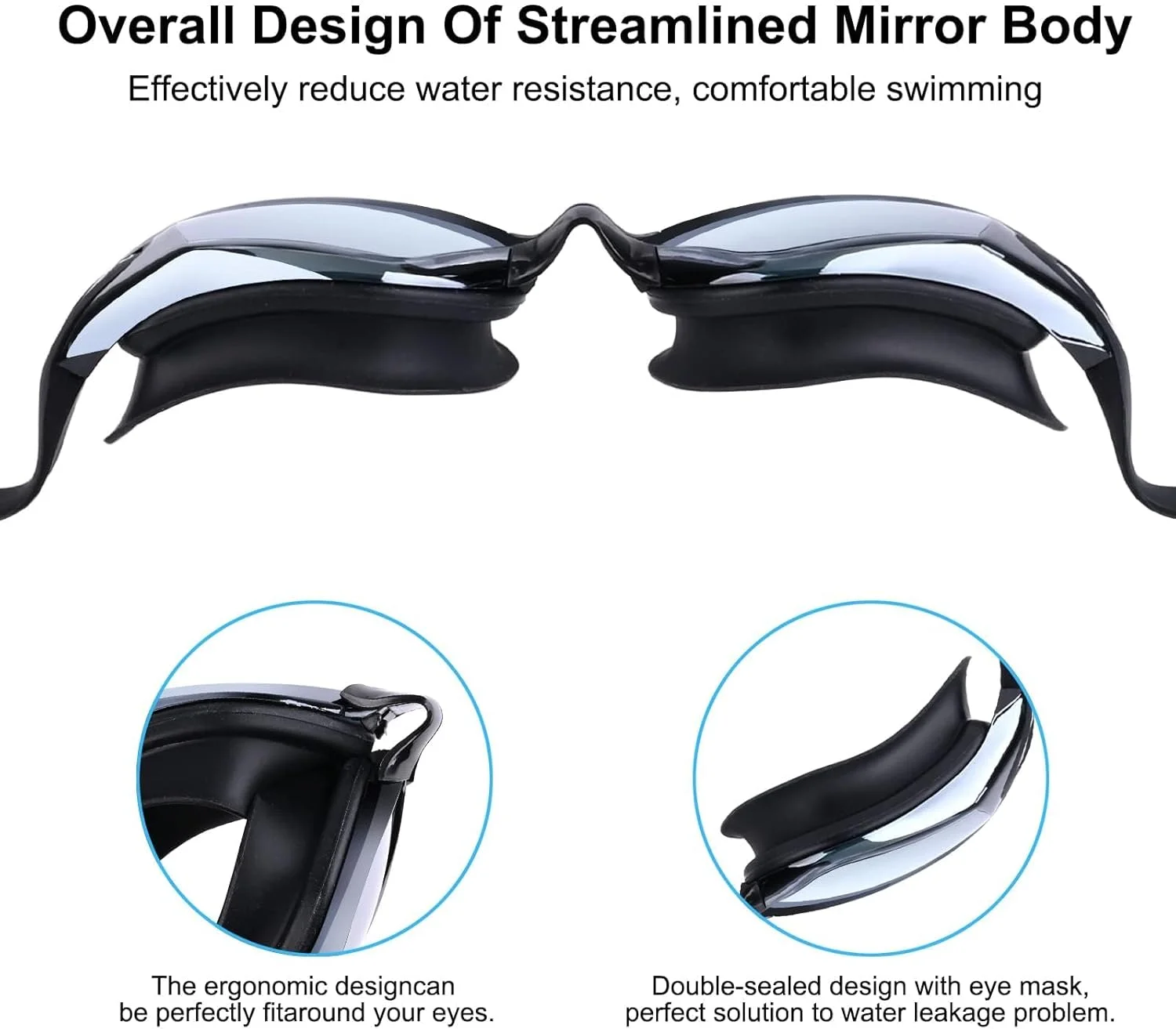 مجموعه عینک شنا - ضد نشت، ضد بخار، محافظت در برابر اشعه ماوراء بنفش برای بزرگسالان و جوانان به همراه پوشش بینی، گوش گیر و کلاه شنا، عینک محافظ برای آقایان بدون نشت