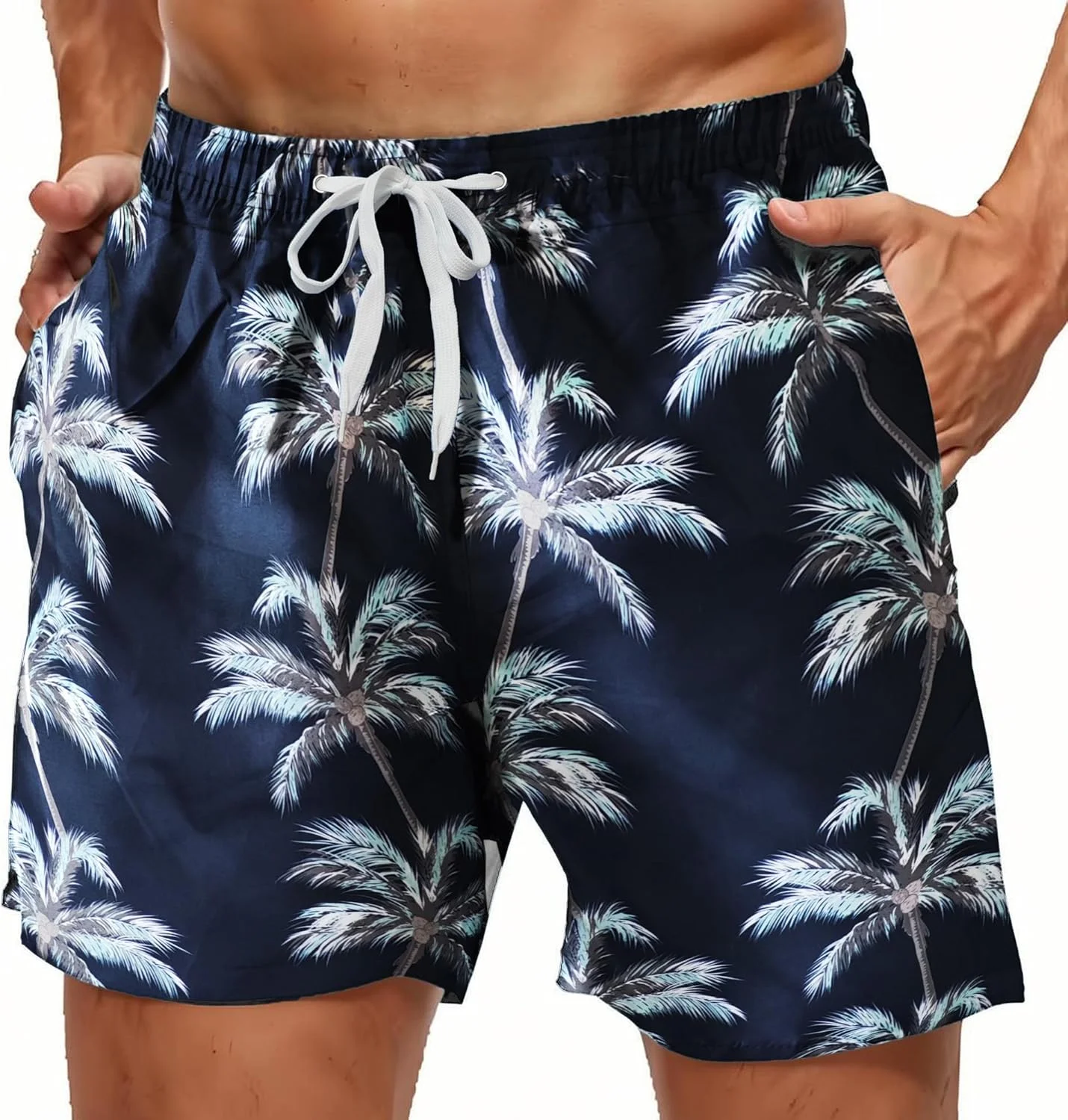 شورت شنا مردانه، شورت شنا سریع خشک شونده، لباس شنا توری، شورت موج سواری ساحلی با جیب های توری