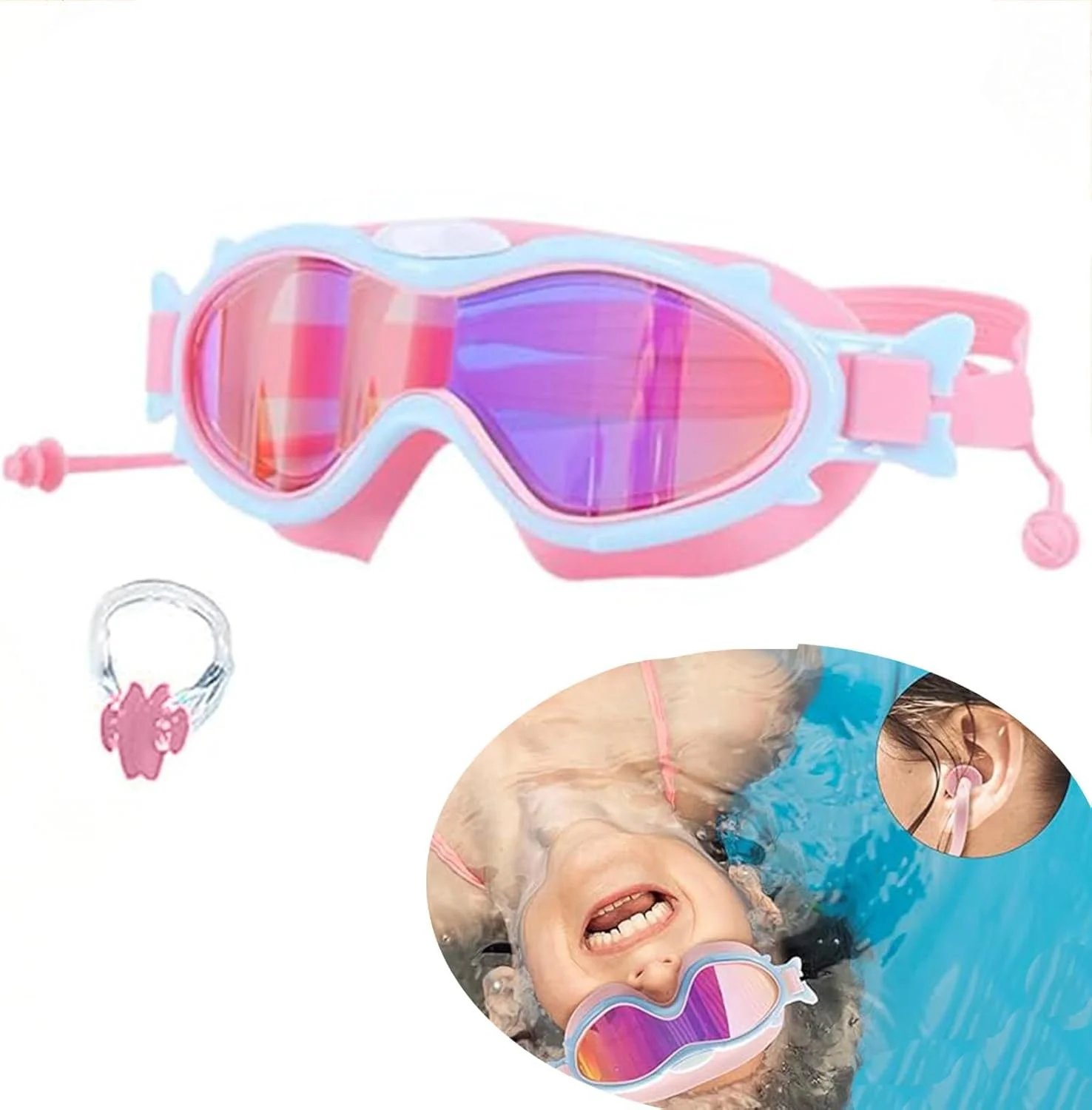عینک شنای کودکان، عینک شنا برای کودکان 6-14 سال، ضد بخار محافظ UV مناسب استخر برای پسران دختران و کودکان