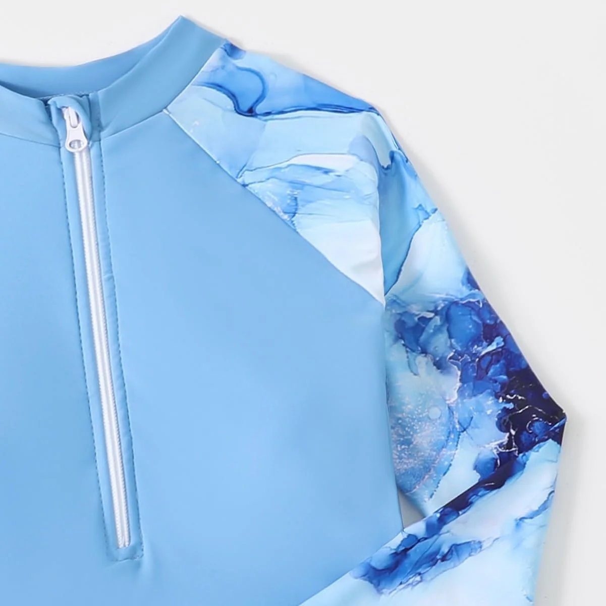 ست مایو اسلامی سه تکه دخترانه، محافظ آستین بلند با ساق، لباس شنا پوشیده با محافظت در برابر اشعه ماوراء بنفش 50+