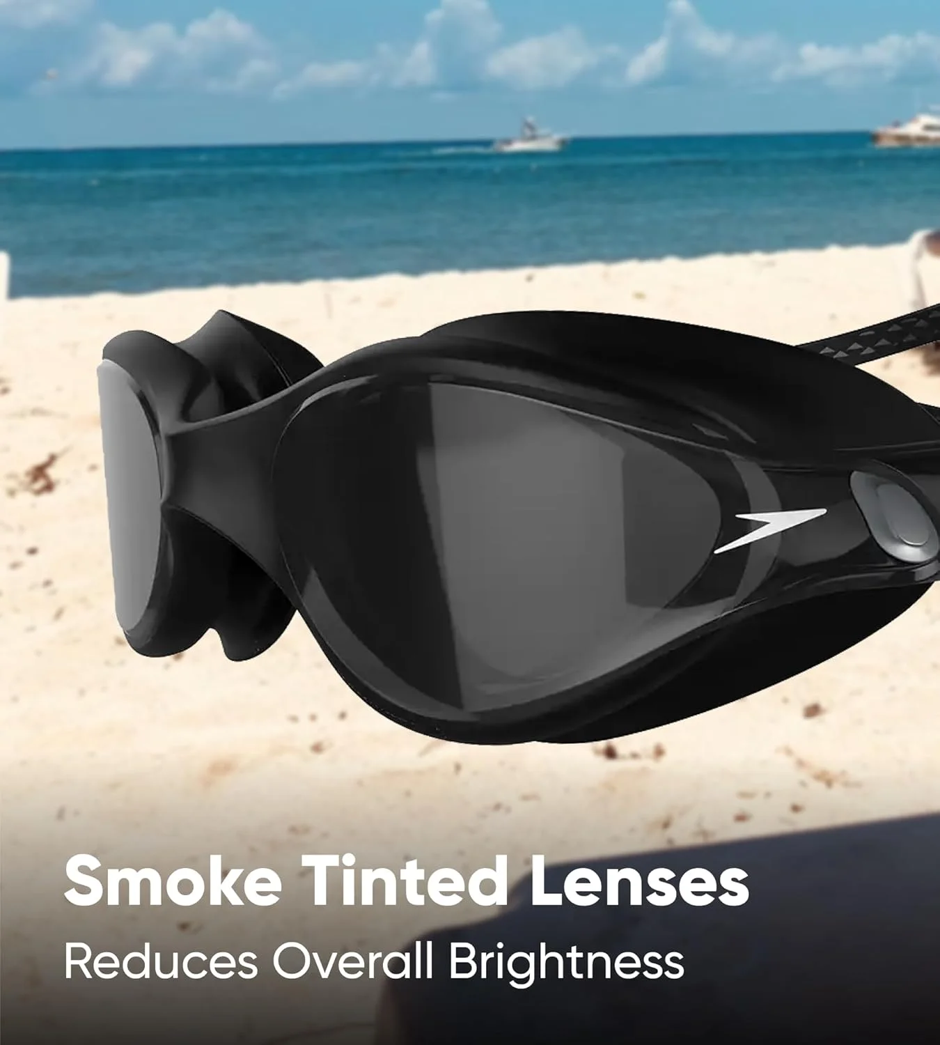 عینک شنا اسپیدو مدل V-Class Vue، مشکی/نقره‌ای/دودی روشن، سایز آزاد