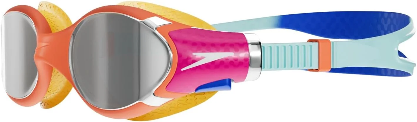 عینک شنای اسپیدو Biofuse 2.0 Mirror Junior سایز تک سایز، رنگ آبی کبالت پاپ/آبی دریایی/نارنجی آتشفشانی/C