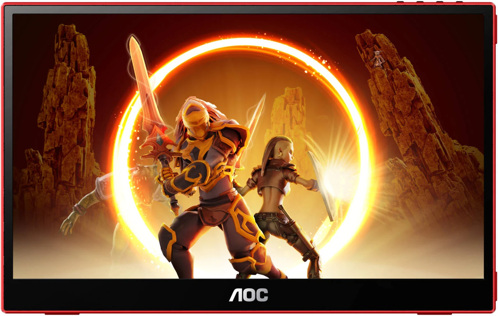 مانیتور گیمینگ قابل حمل AOC 16G3، نمایشگر 16 اینچی IPS، رزولوشن Full HD، نرخ تازه‌سازی 144 هرتز، زمان پاسخ‌دهی 4 میلی‌ثانیه (GtG)، Freesync، نور آبی کم، بدون پرش تصویر، مشکی/قرمز | 16G3