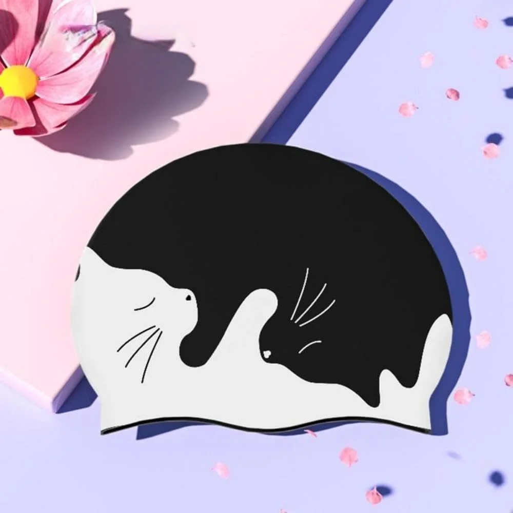 کلاه شنای سیلیکونی برای بزرگسالان، کلاه شنای ضد آب با طرح های زیبا، محافظت از مو و گوش الاستیک برای مردان و زنان، مناسب استخر، ساحل، موج سواری، محافظت در برابر اشعه ماوراء بنفش، طرح حیوانات سه بعدی (بسته 2 عددی)