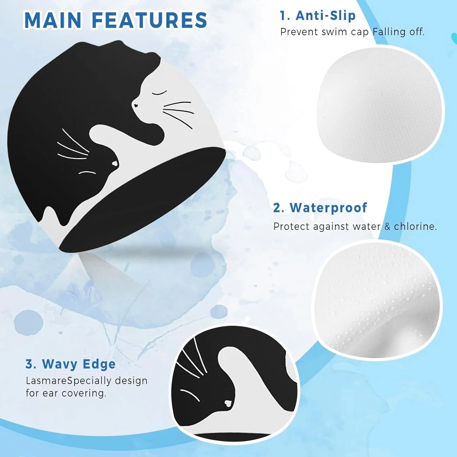 کلاه شنای سیلیکونی برای بزرگسالان، کلاه شنای ضد آب با طرح های زیبا، محافظت از مو و گوش الاستیک برای مردان و زنان، مناسب استخر، ساحل، موج سواری، محافظت در برابر اشعه ماوراء بنفش، طرح حیوانات سه بعدی (بسته 2 عددی)