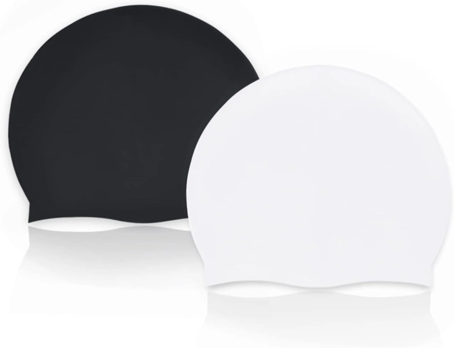 ست 2 عددی کلاه شنا سیلیکونی، کلاه شنا ضد آب، بافت ضد لغزش، طراحی بزرگ برای موهای ضخیم، مناسب بزرگسالان با موهای فر و بافته