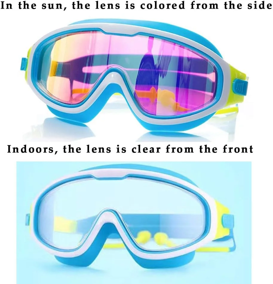 عینک شنا کودکان (سنین 3-14 سال) بدون نشتی، دید واضح، ضد بازتاب نور، ضد مه، محافظ UV، فریم سیلیکونی نرم، بند قابل تنظیم به همراه گوش گیر عینک شنا کودکان (سنین 3-14 سال) بدون نشتی، دید واضح، ضد بازتاب نور، ضد مه، محافظ UV، فریم سیلیکونی نرم، بند قابل تنظیم به همراه گوش گیر